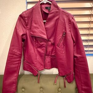 Lulu's Women's Bold Fuchsia Leather Jacket